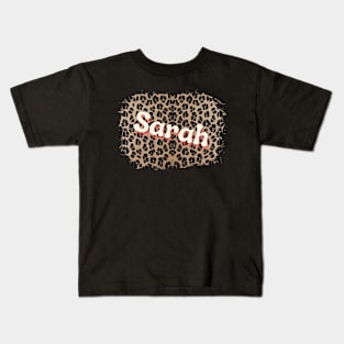 Sarah Name on Leopard Kids T-Shirt